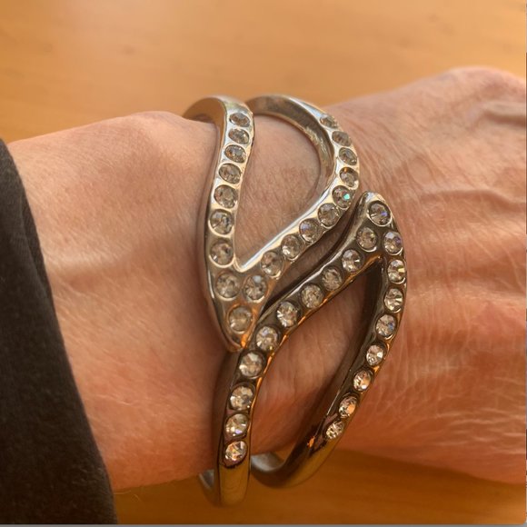 Rhinestone & Faux Silver Bracelet - Picture 3 of 12